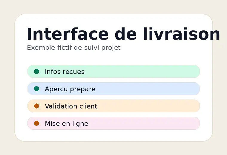 Interface de livraison fictive pour un projet Site-200